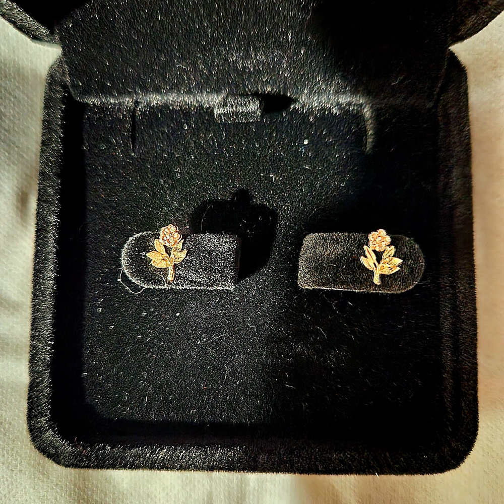Gold Rose Stud Earrings
